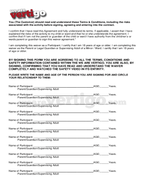 We Are Vertigo Waiver  Form