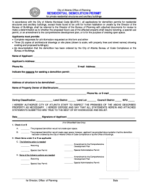 RESIDENTIAL DEMOLITION PERMIT Atlanta  Form