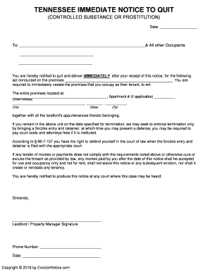 Tennessee Eviction Notice Forms Process and Laws PDF