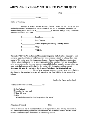 5 Day Notice Arizona  Form