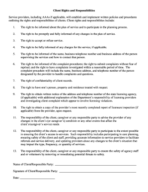 Client Rights and Responsibilities Form