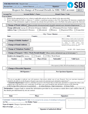 Request for Change of Personal Details in NRENRO Account  Form