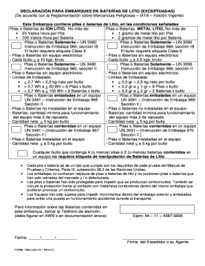 DECLARACION BATERIAS DE LITIO ES Aerolineas  Form