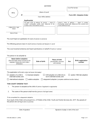  Ontario Adoption Order 2018-2024