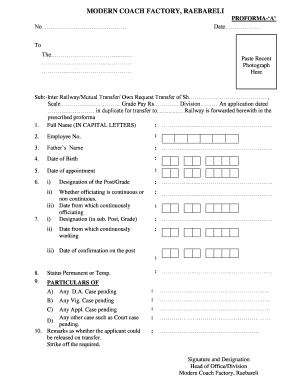 Sub Inter RailwayMutual Transfer Own Request Transfer of Sh  Form