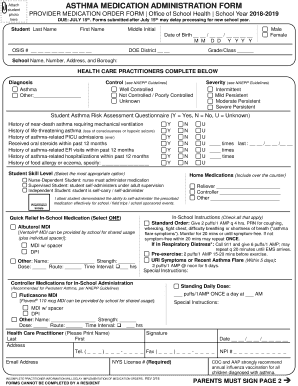 Asthma Medication Administration Form