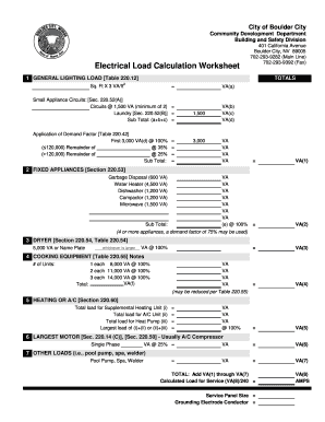 Electrical Load Calculation Form