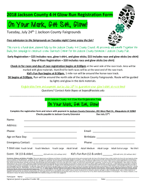Jackson County 4 H Glow Run Registration Form
