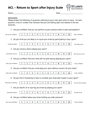 ACL Return to Sport After Injury Scale  Form