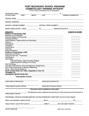 Cosmetology Transcript Sample  Form