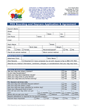 PDX Daycare Application and Agreement PDX Daycare Application and Agreement  Form