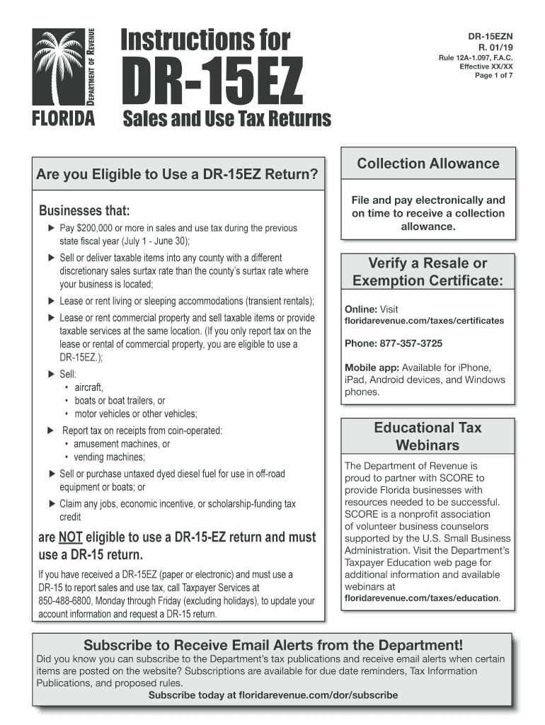 Instructions Dr 15ez  Form