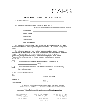 Caps Direct Deposit  Form