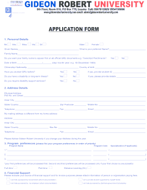 Gideon Robert University  Form