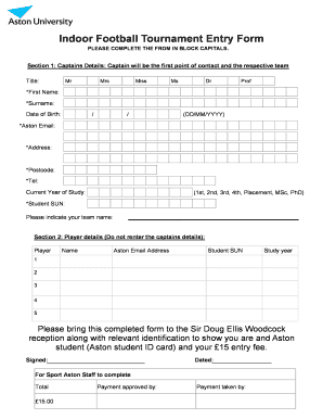 Football Tournament Form