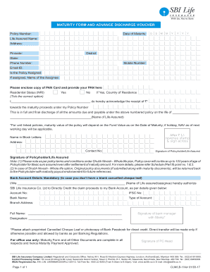 Discharge Voucher Form