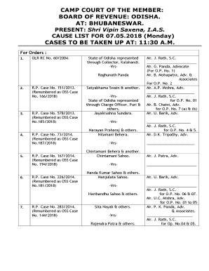 Board of Revenue Cause List  Form