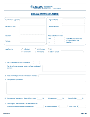 Get and Sign Contractors Questionnaire 2006-2022 Form