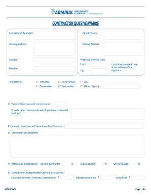  Contractors Questionnaire 2006-2024