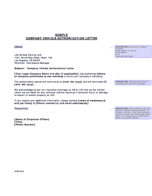 Authorization Letter for Vehicle Pass  Form