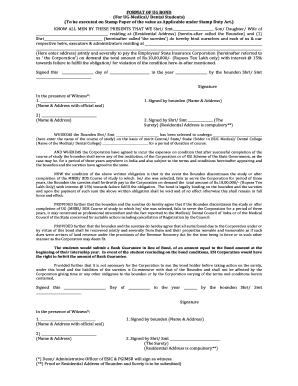 Format of Bond for Ug Medical Dental Students