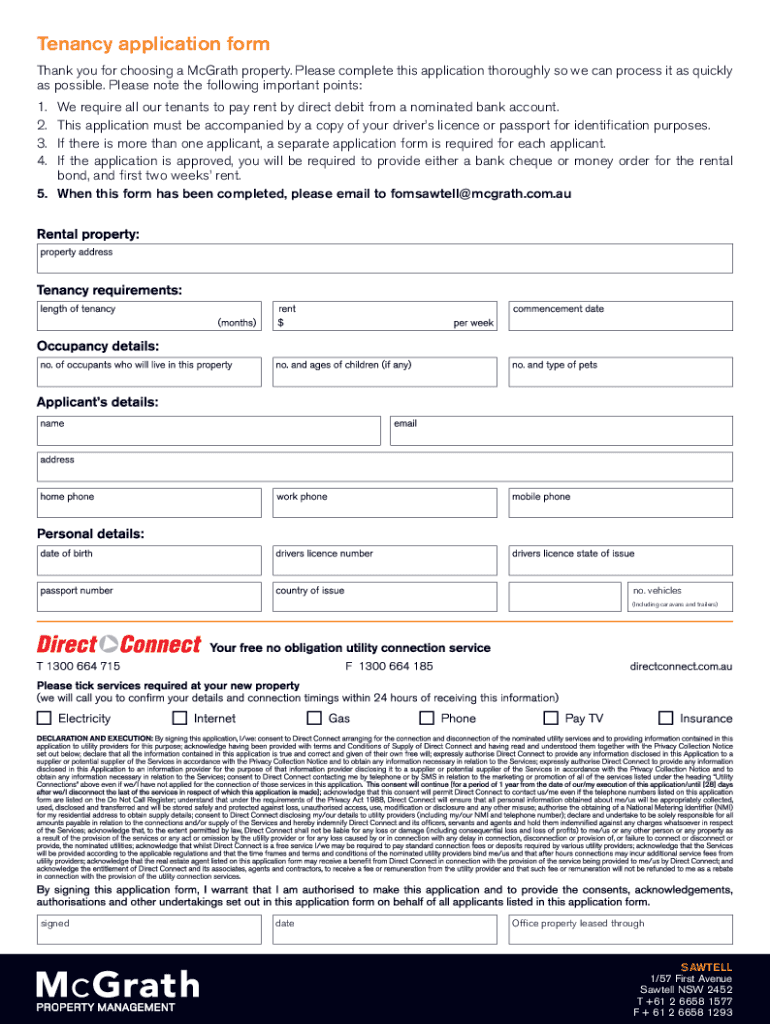  Tenancy Application Form Thank You for Choosing a 2015-2024