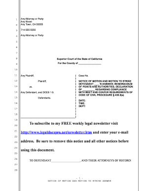 Motion to Strike Example  Form