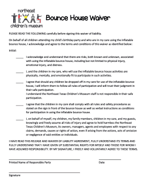 Printable Bounce House Waiver  Form