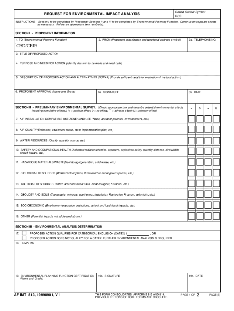 SECTION III ENVIRONMENTAL ANALYSIS DETERMINATION  Form