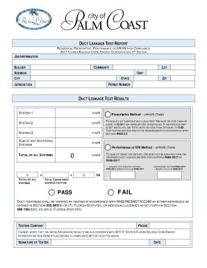 Duct Leakage Test Report  Form