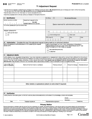 T1 Adjustment Request Form