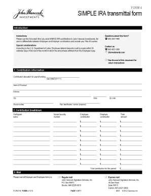 John Hancock Simple Ira Transmittal Form