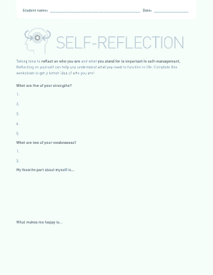 Self Reflection Worksheet for Students PDF  Form