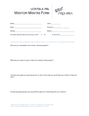 MENTOR MENTEE FORM