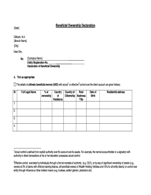 Beneficial Ownership Declaration Sample  Form