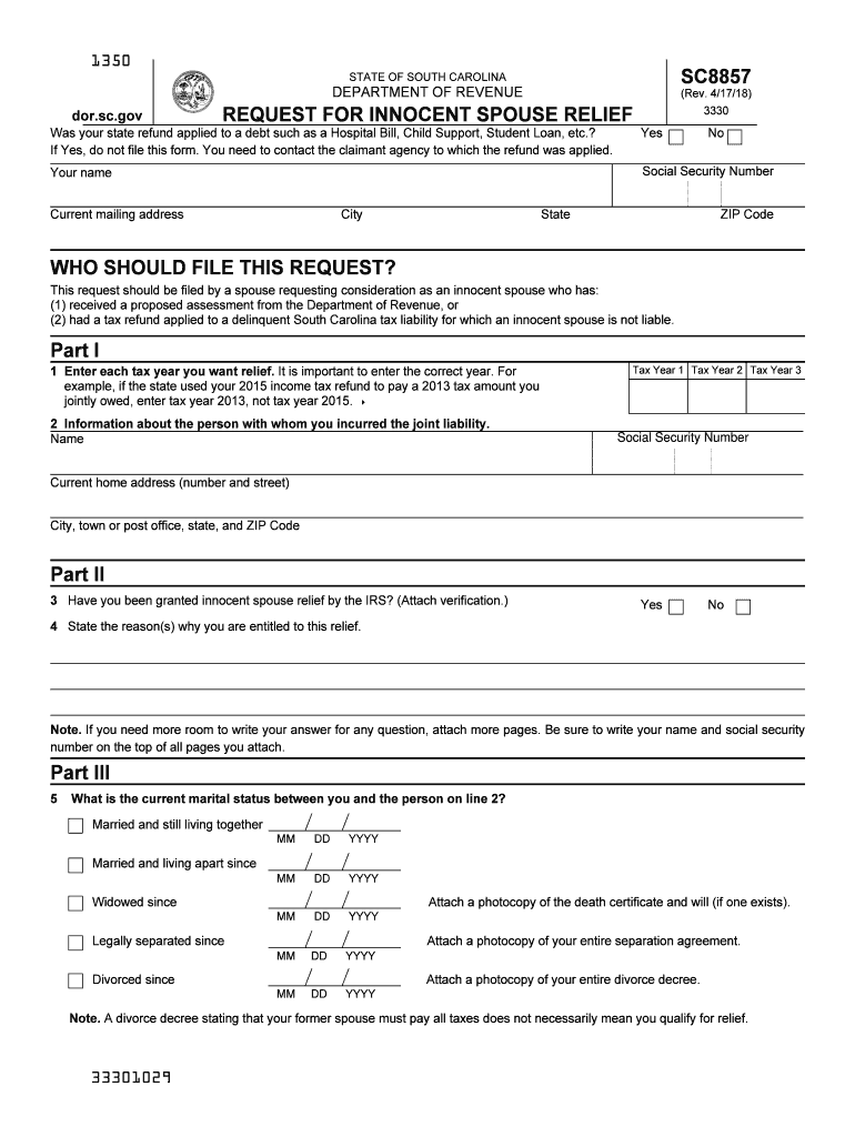  South Carolina Innocent Spouse Form 2018