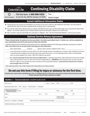  Colonial Life Continuing Disability Form 2018