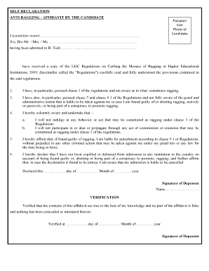 Undertaking Form for Scholarship in Punjabi