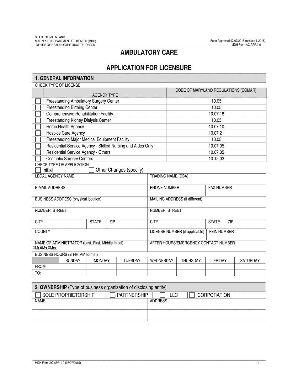 Md Ambulatory  Form