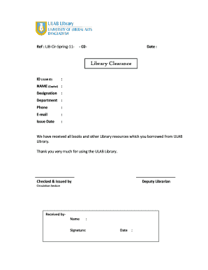 Library Clearance Application Letter  Form