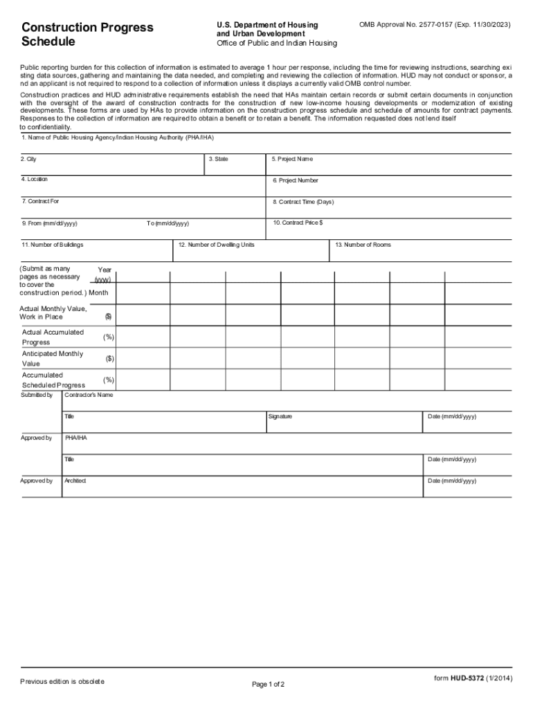  Hud Schedule Values Form 2014-2024