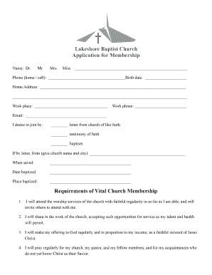 Baptist Church Membership Form