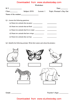 Kendriya Vidyalaya Worksheets for Class 3 Evs  Form