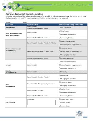 Acknowledgement of Course Completion Form