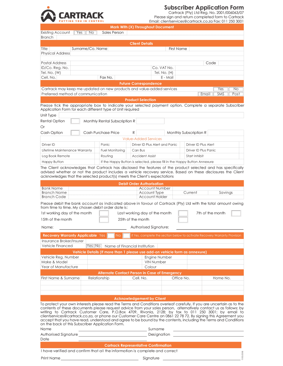  Forms for Cable Subscriber 2018-2024