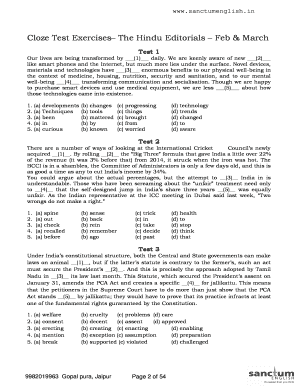 The Hindu Cloze Test PDF  Form