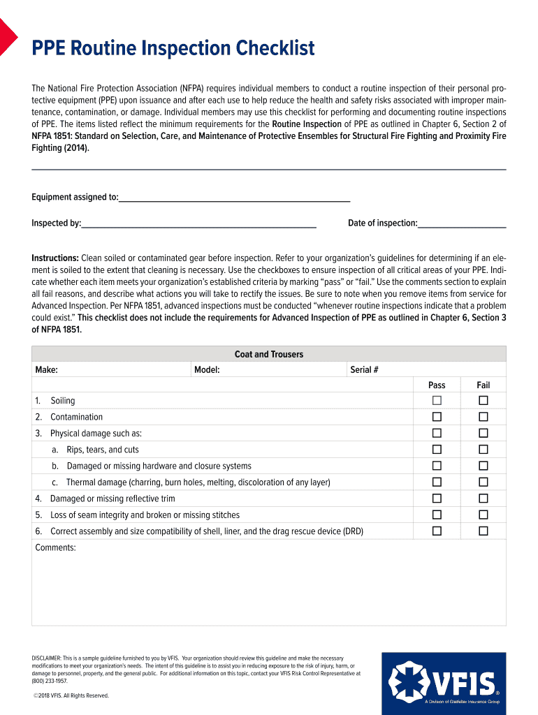 Ppe Maintenance Checklist  Form