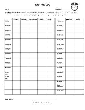 Avid Time Log  Form