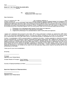 ClnLetter of Authority EMV Replacement Debit Card for of Remitter Segment Draft 4 BPI Legal 05092018  Form