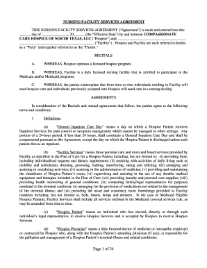 NURSING FACILITY SERVICES AGREEMENT  Form